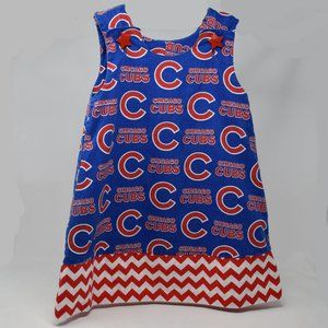 MLB Chicago Cubs Blue and Red Kids Casual Dress